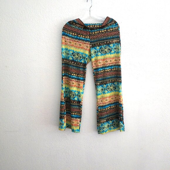 Love Crazy, Yellow/blue/orange abstract flare pants - Picture 2 of 7